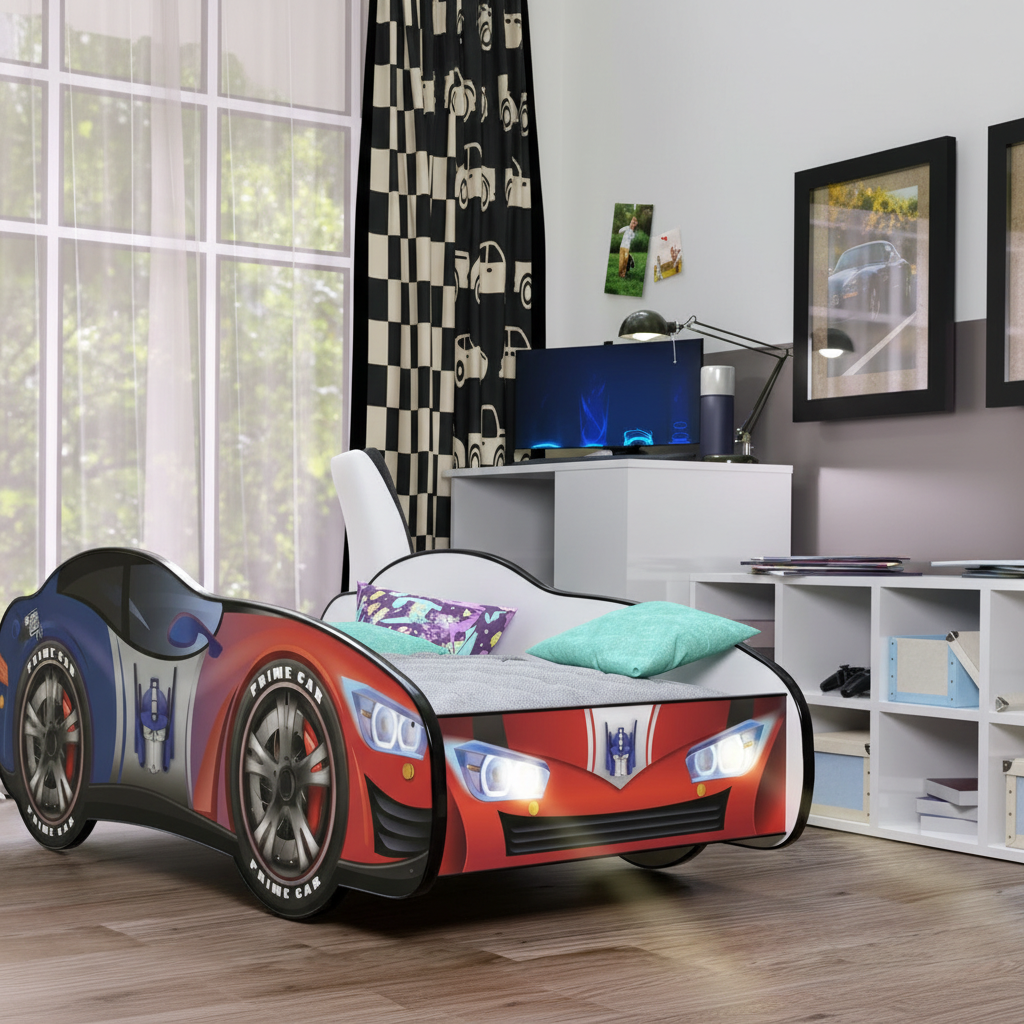 Letto auto da corsa in cameretta completa