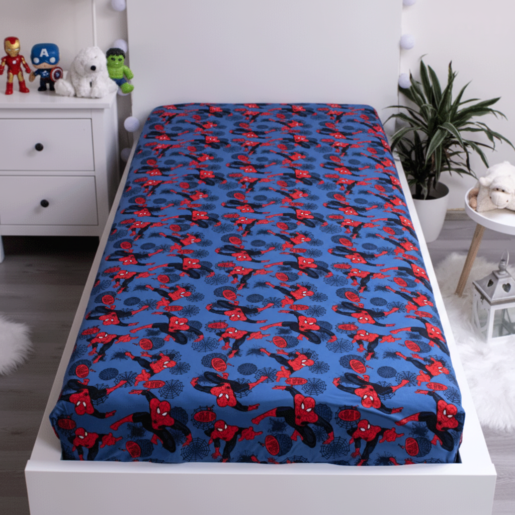 Letto ordinato con giocattoli Marvel
