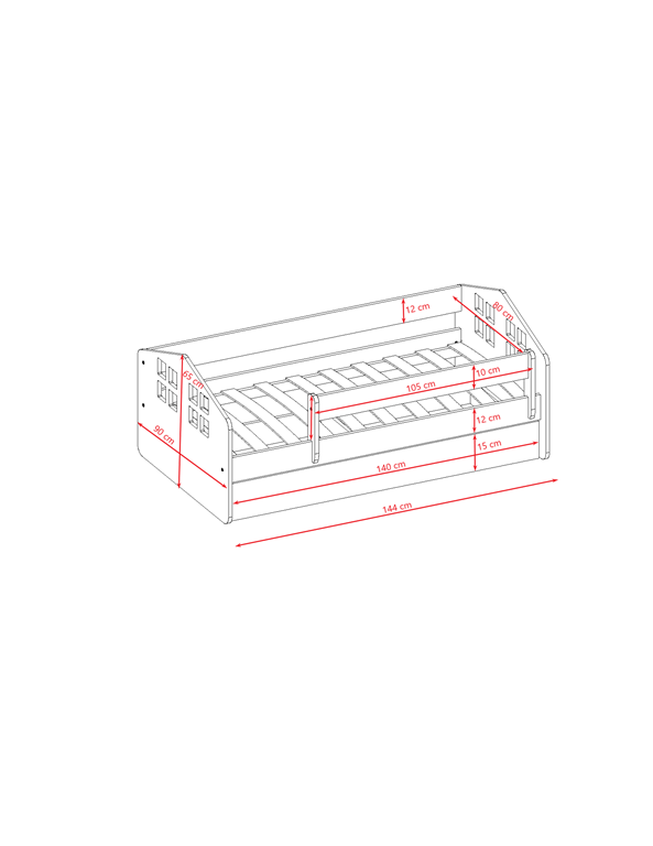 Bed Kacper white with drawer with mattress 140/80