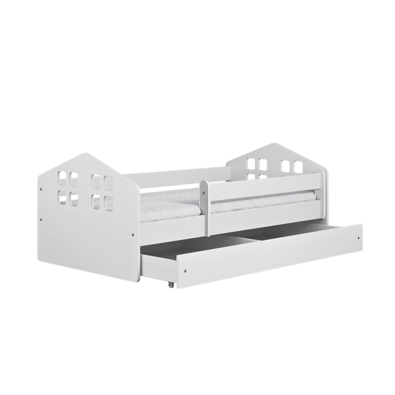 Bed Kacper white with drawer with mattress 140/80