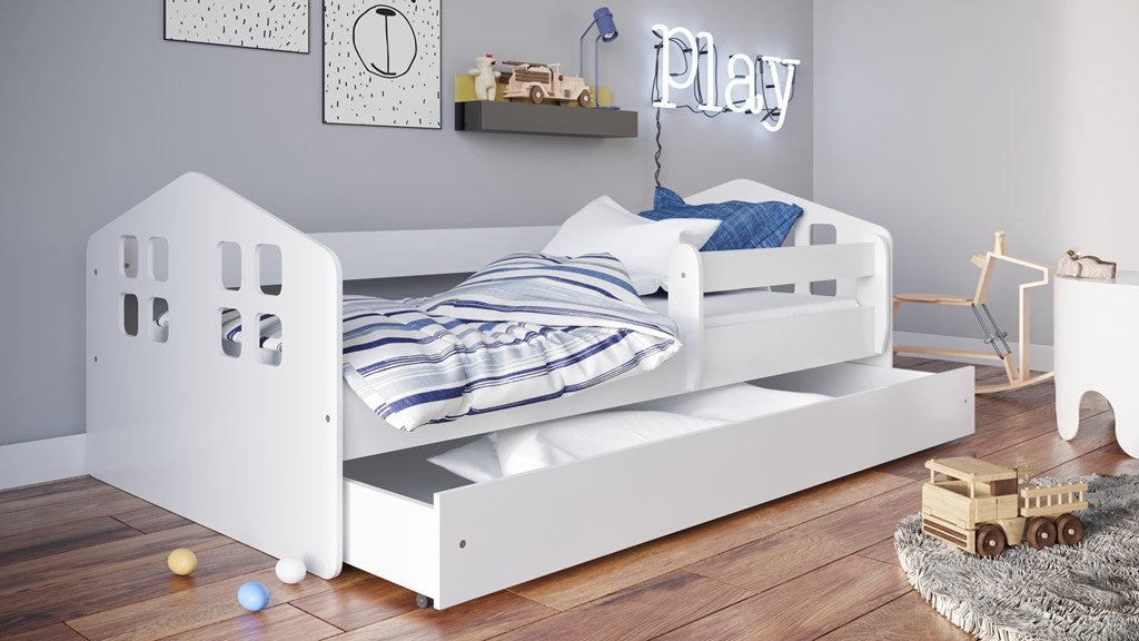 Bed Kacper white with drawer with mattress 160/80
