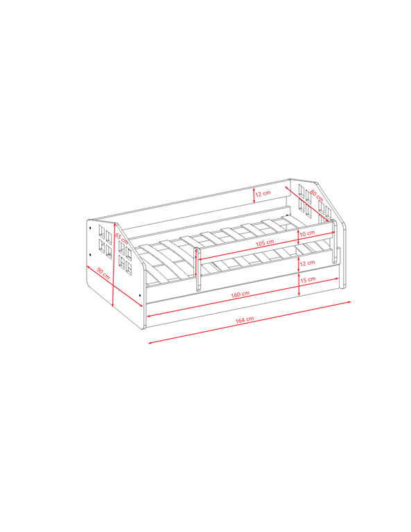 Bed Kacper white with drawer with mattress 160/80