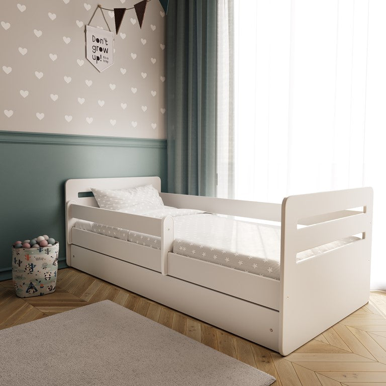 Bed tomi white with drawer with mattress 160/80