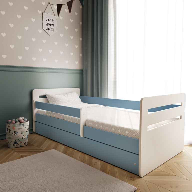 Bed tomi blue with drawer with mattress 160/80