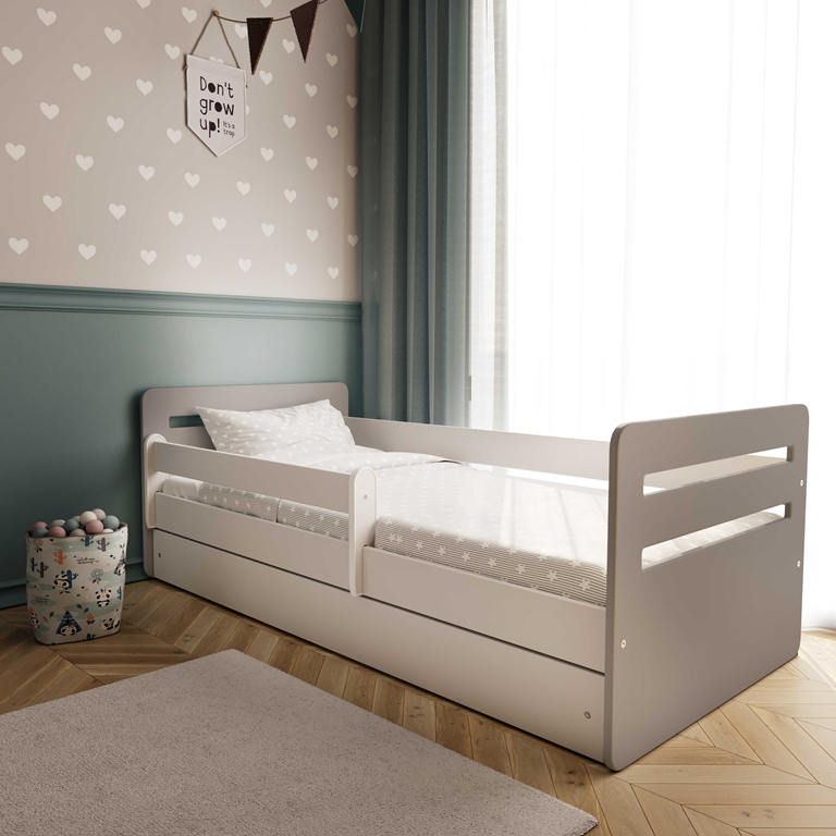 Bed tomi mix grey with drawer with mattress 180/80