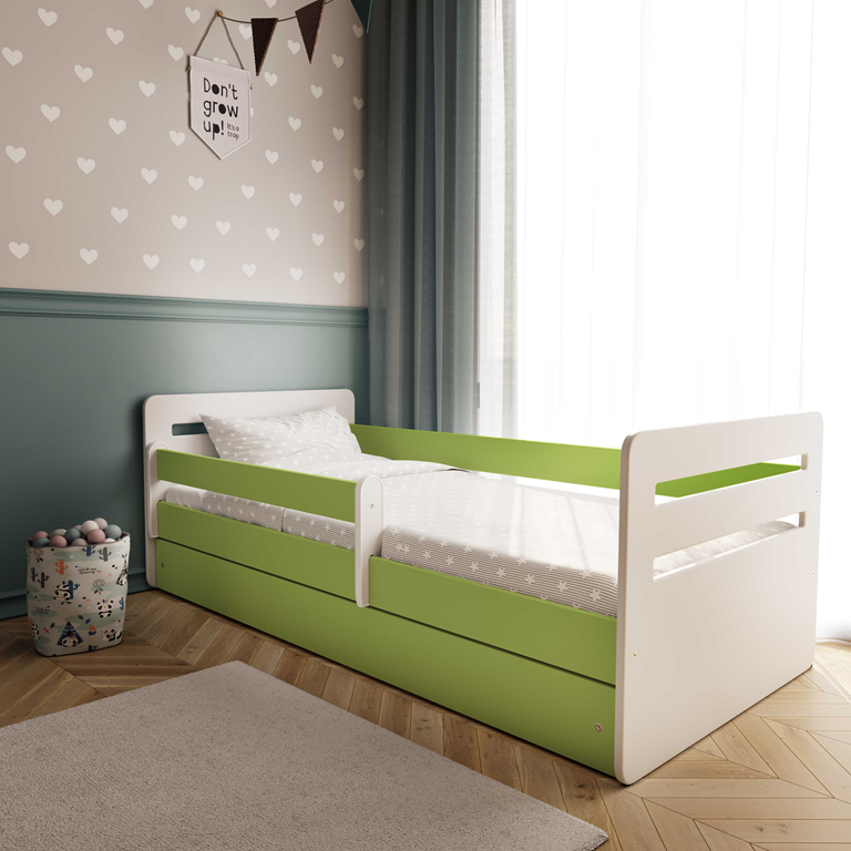 Bed tomi green with drawer with mattress 160/80