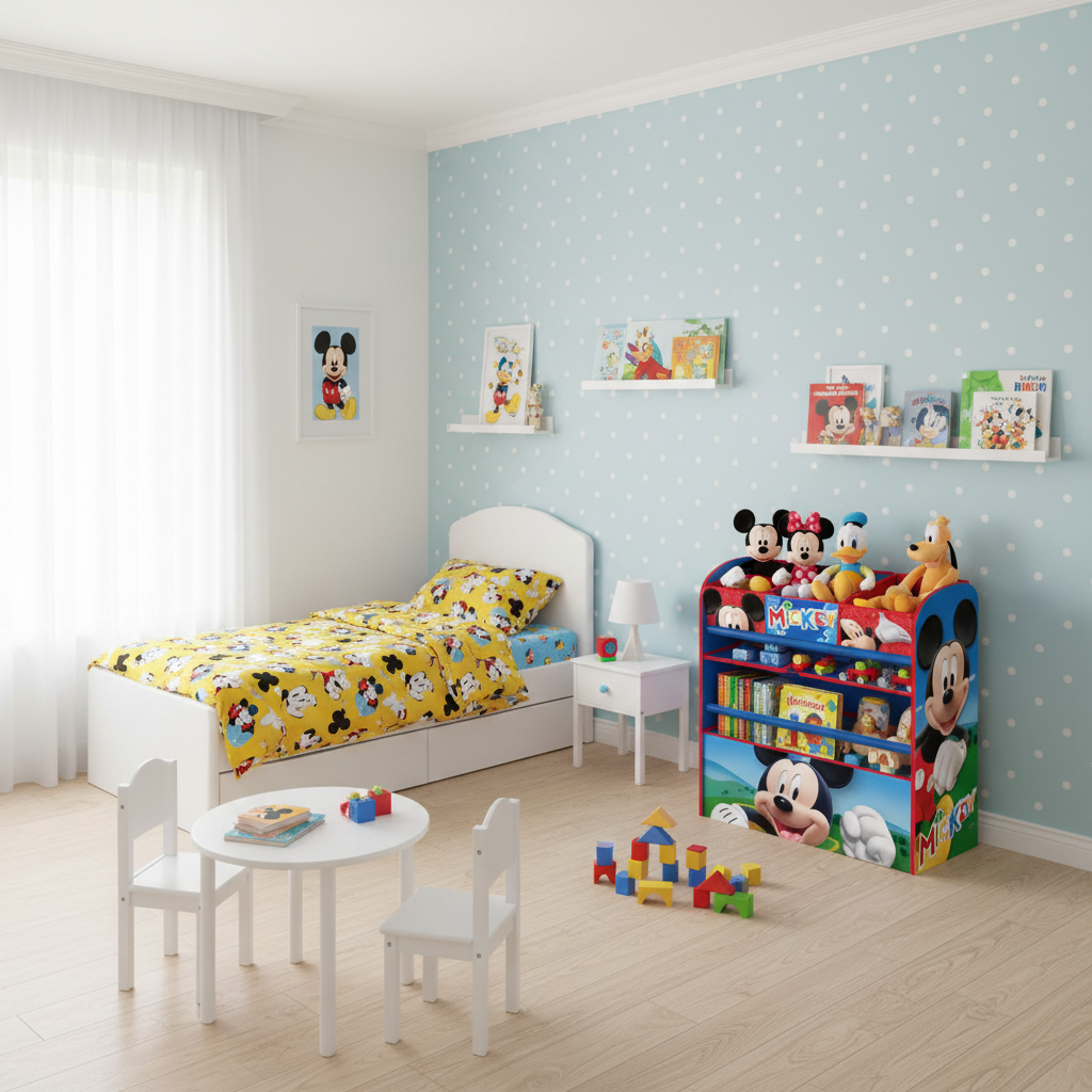 Organizer Mickey in cameretta moderna arredata