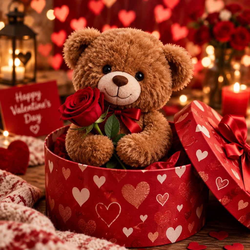 Orso in scatola regalo romantica