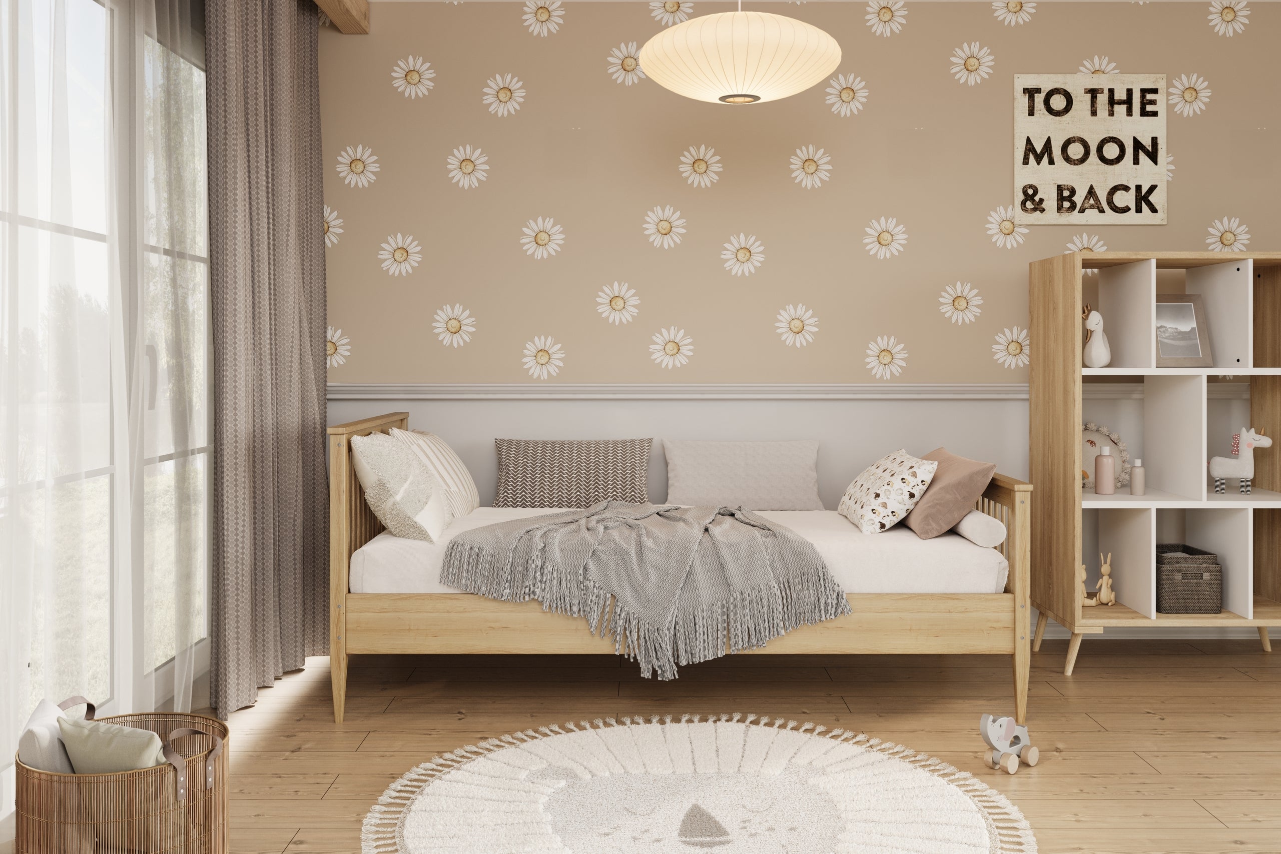 Bed Emilia naturalne lakierowane with a coconut mattress 180x90