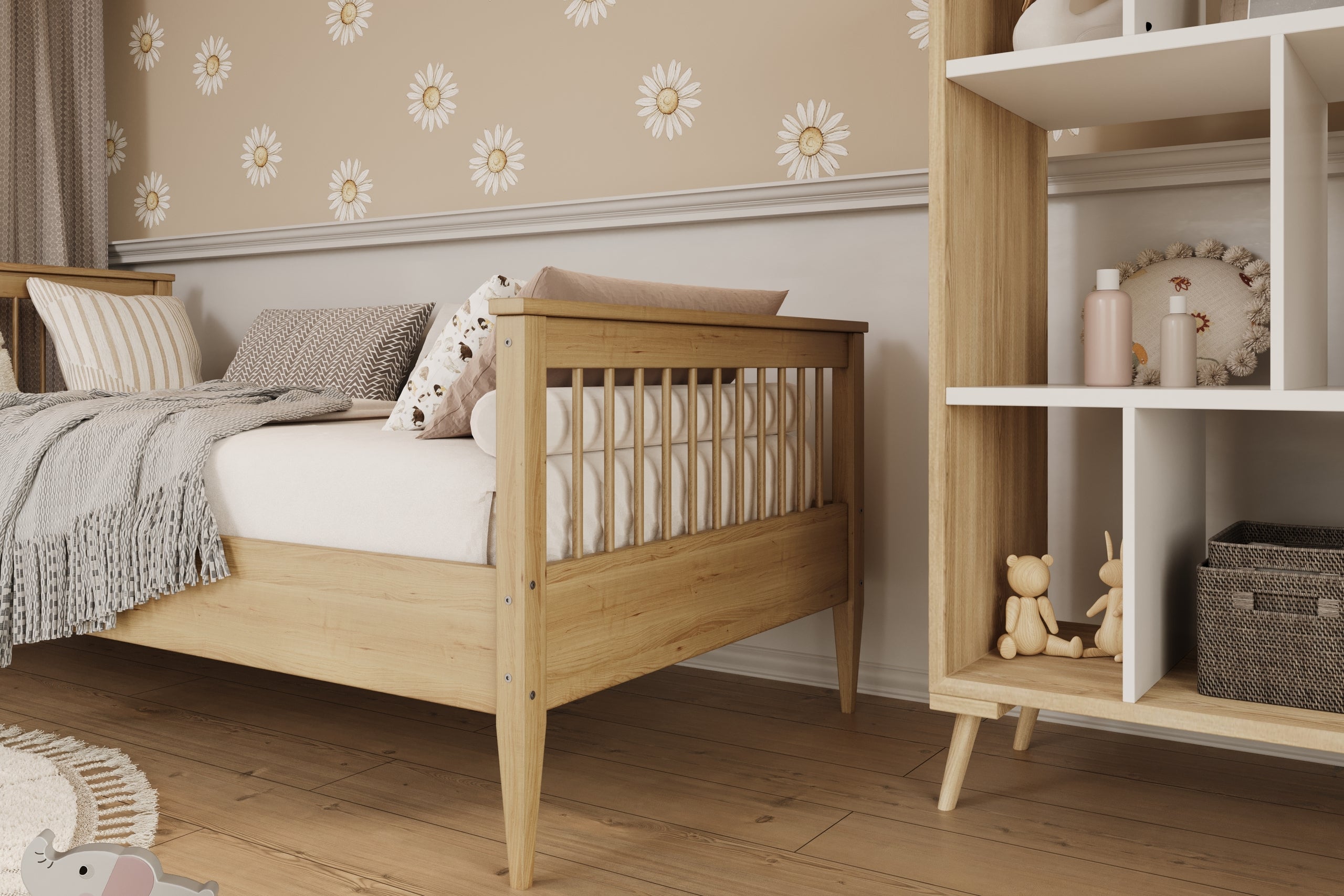 Bed Emilia naturalne lakierowane with a latex mattress 160x80