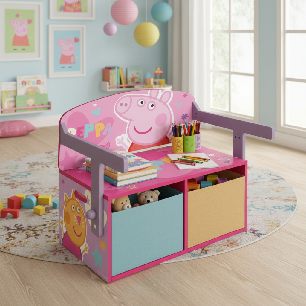 Panca Peppa Pig in playroom colorata