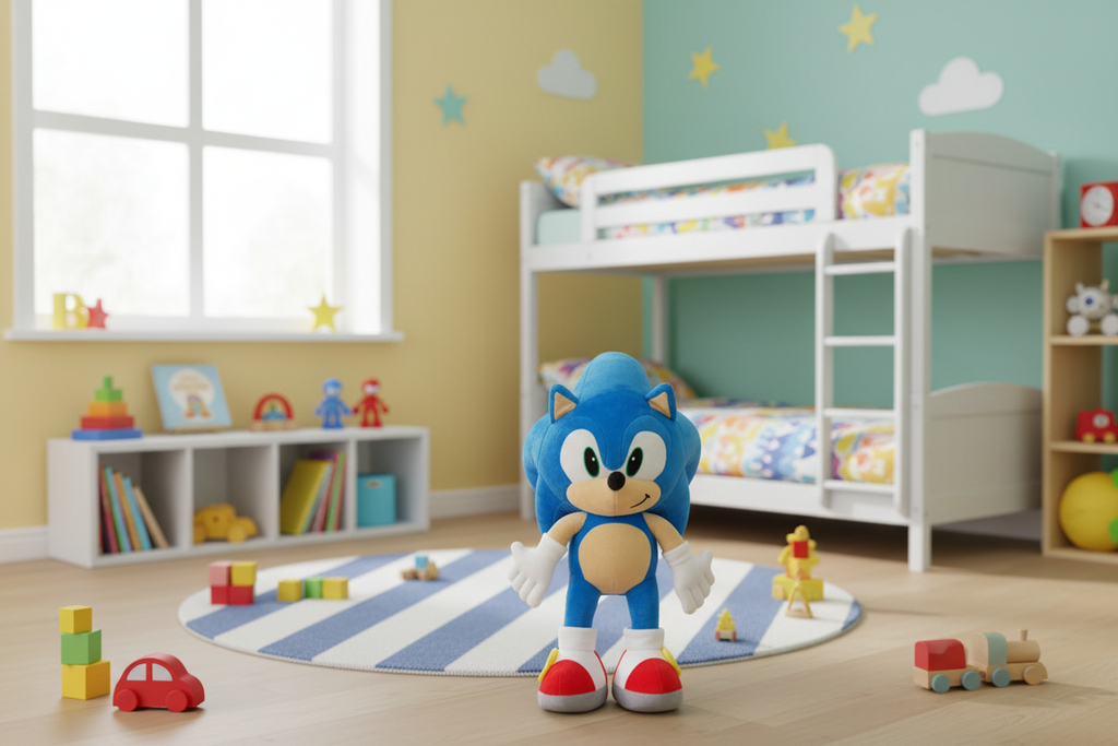 Peluche Sonic in cameretta