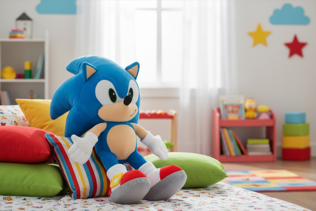 Peluche Sonic su letto