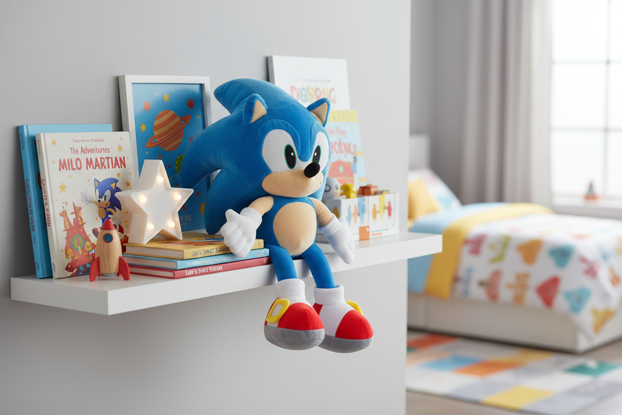 Peluche Sonic su mensola