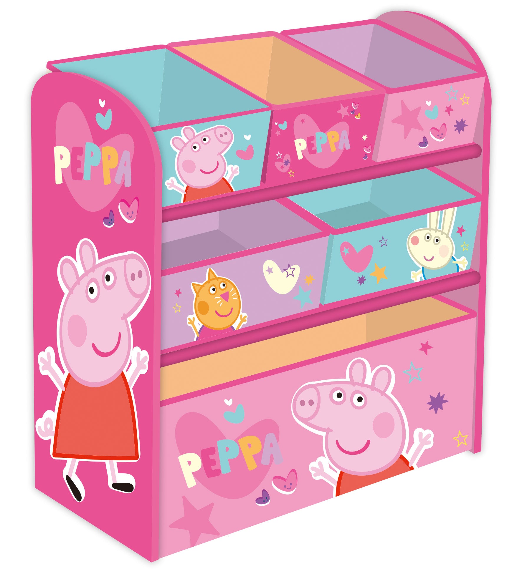 pig13987 mobile portagiochi in legno peppa pig con cassetti in stoffa misura:62x30x60CM