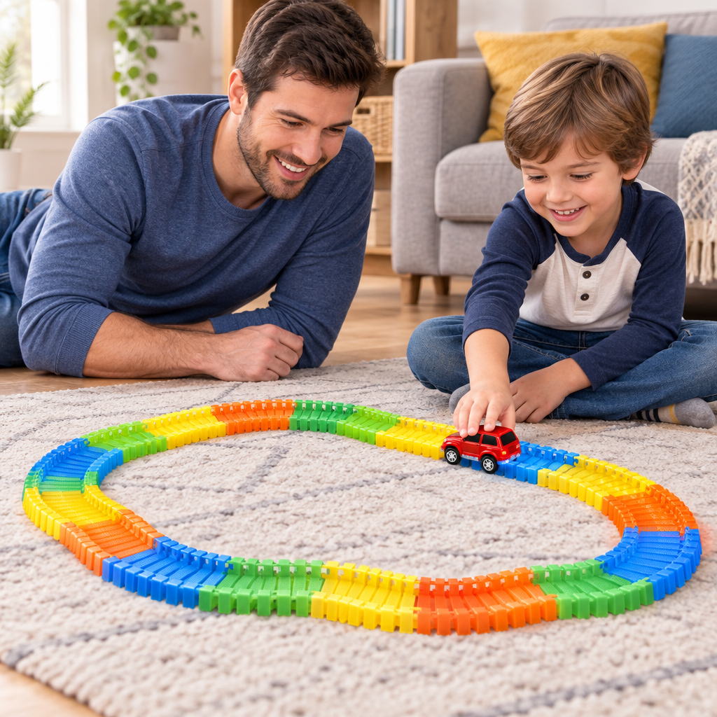 Pista montata in una scena di gioco in famiglia