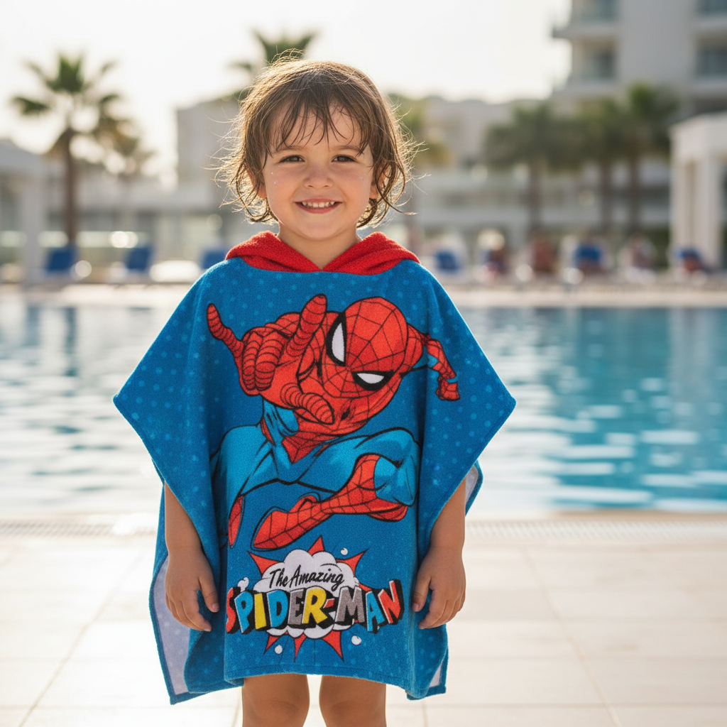 Poncho Spiderman - Bambino in piscina