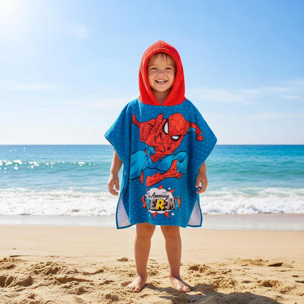 Poncho Spiderman - Bambino in spiaggia