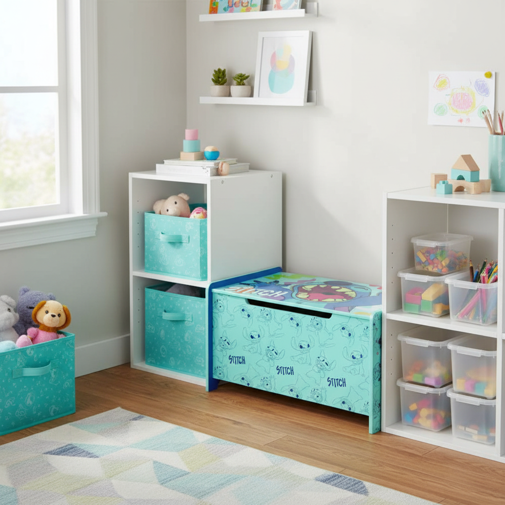 Portagiochi in playroom organizzata