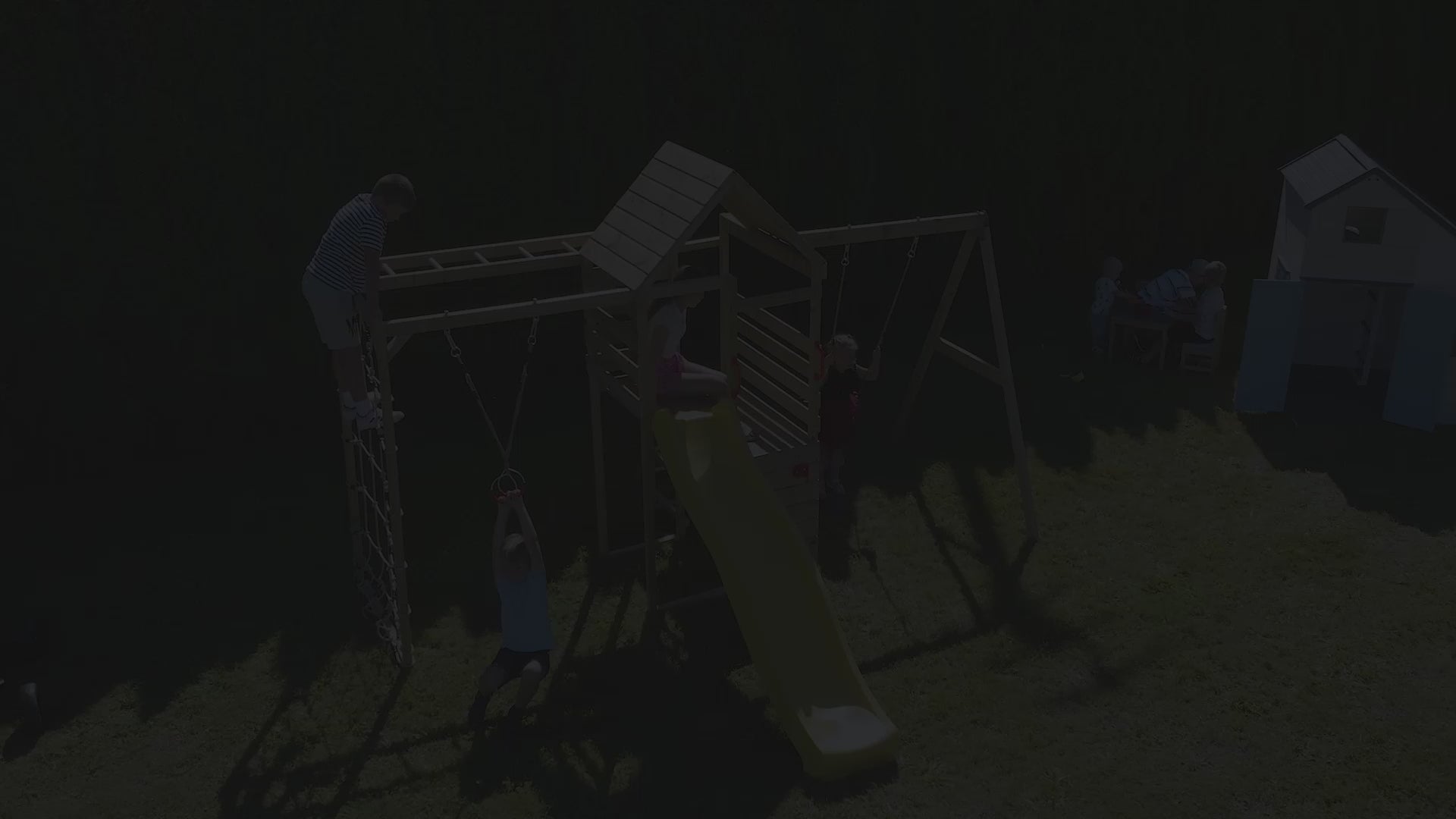 M41 Parco Giochi in Legno Climb Tower 3 con Set Torre Arrampicata Modulo Palestra e Altalena Singola con Scivolo Giallo Altalena 2 Arrampicate Barra e Anelli