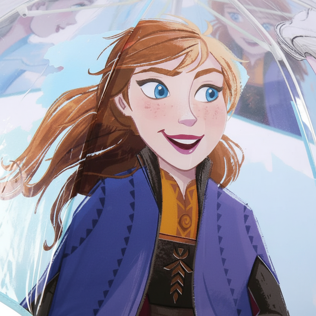 Primo piano Anna sull'ombrello