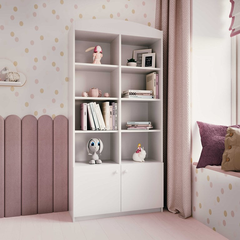 Double bookcase closed white