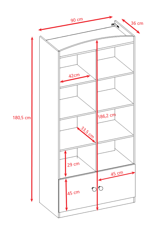 Double bookcase closed white