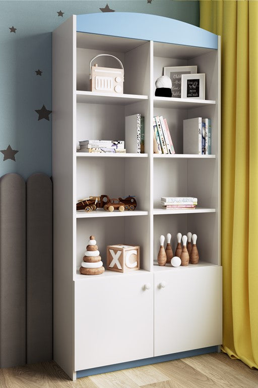 Double bookcase closed blue