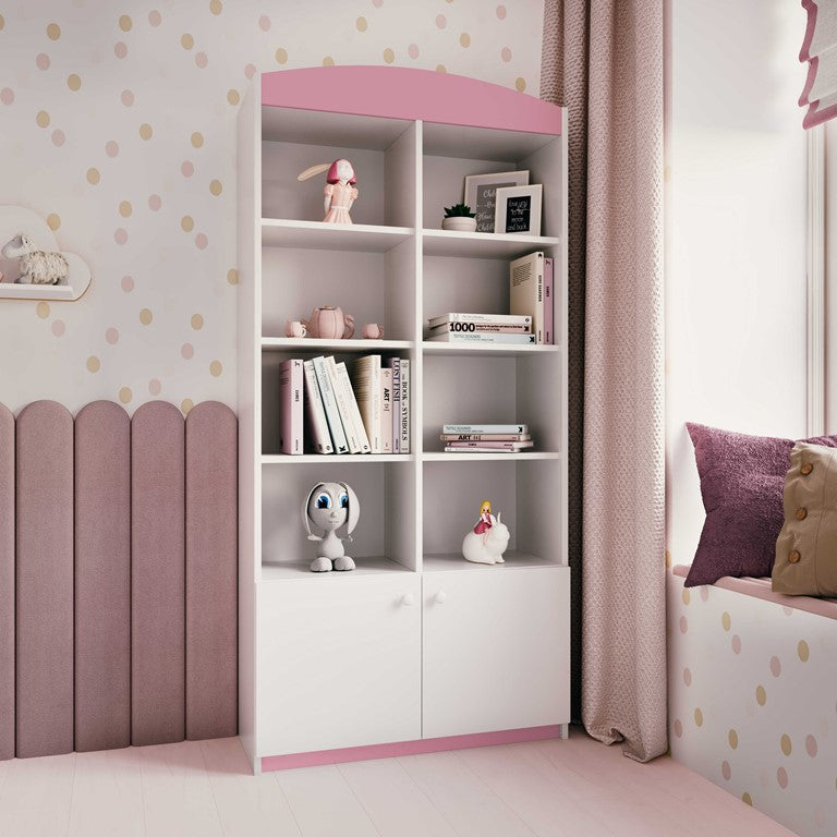 Double bookcase closed pink