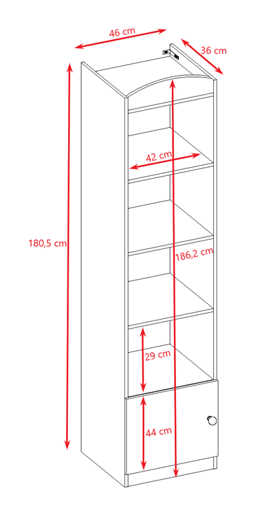 Single bookcase closed green