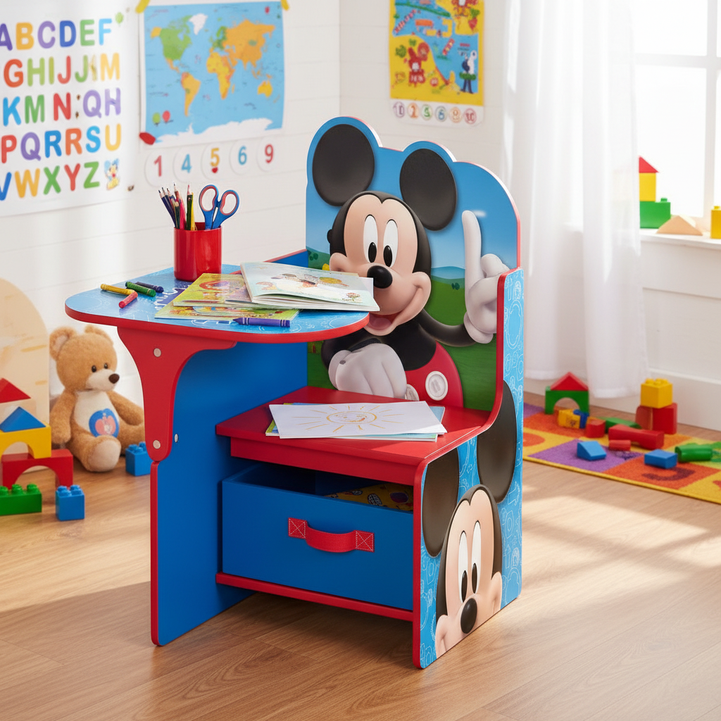 Sedia Mickey con materiale scolastico
