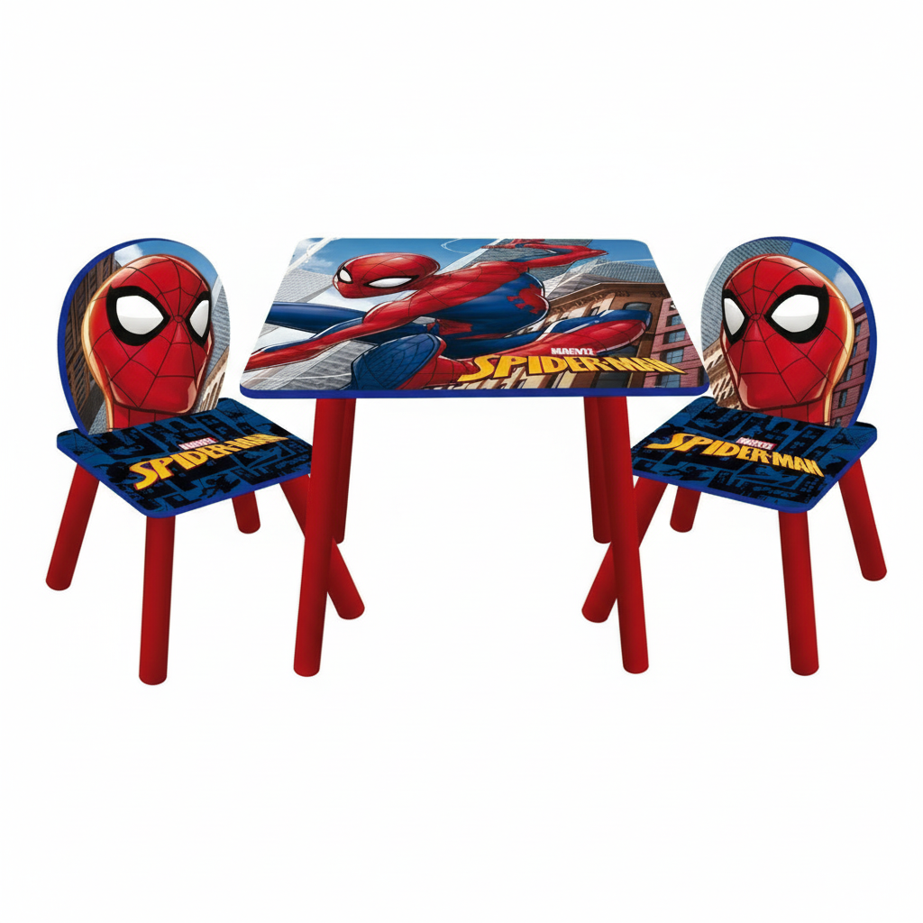 Set completo tavolo e 2 sedie Spiderman vista frontale