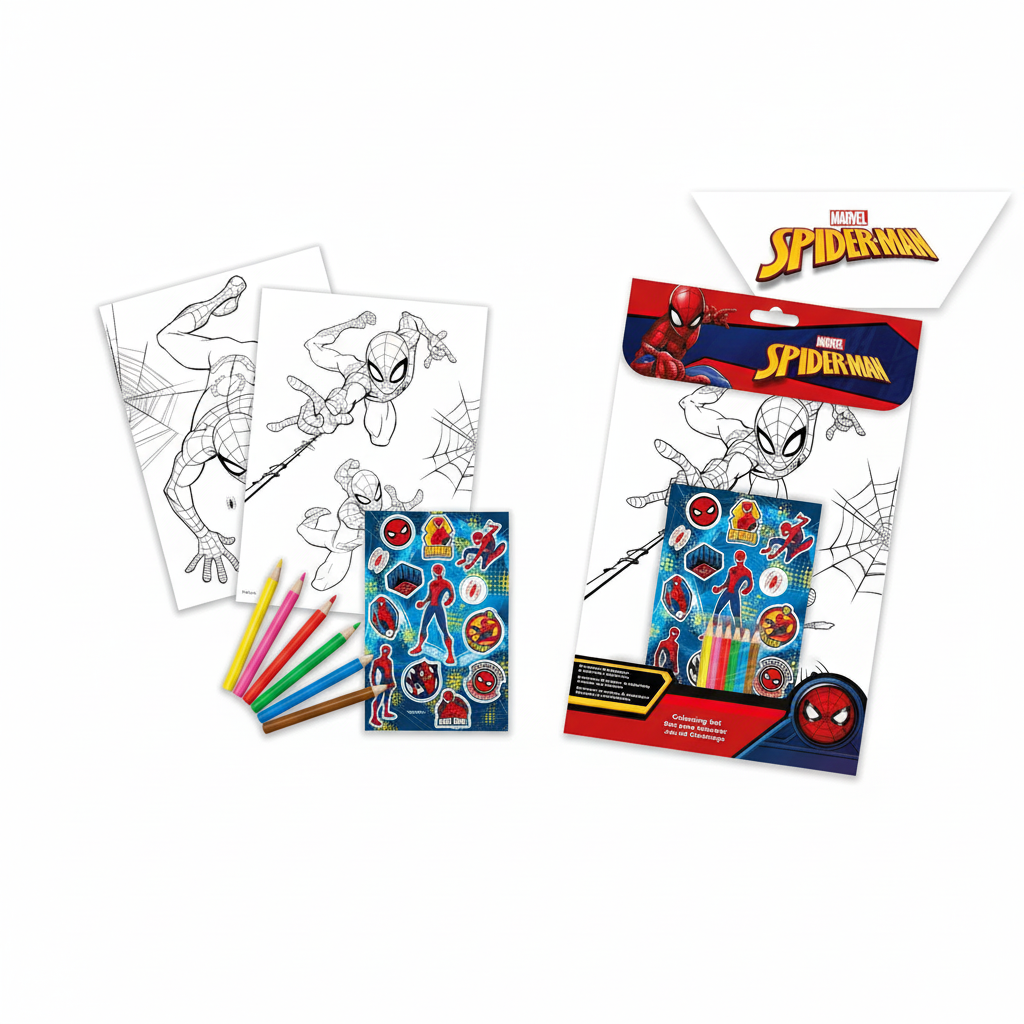 Set sticker e matite - Flat lay