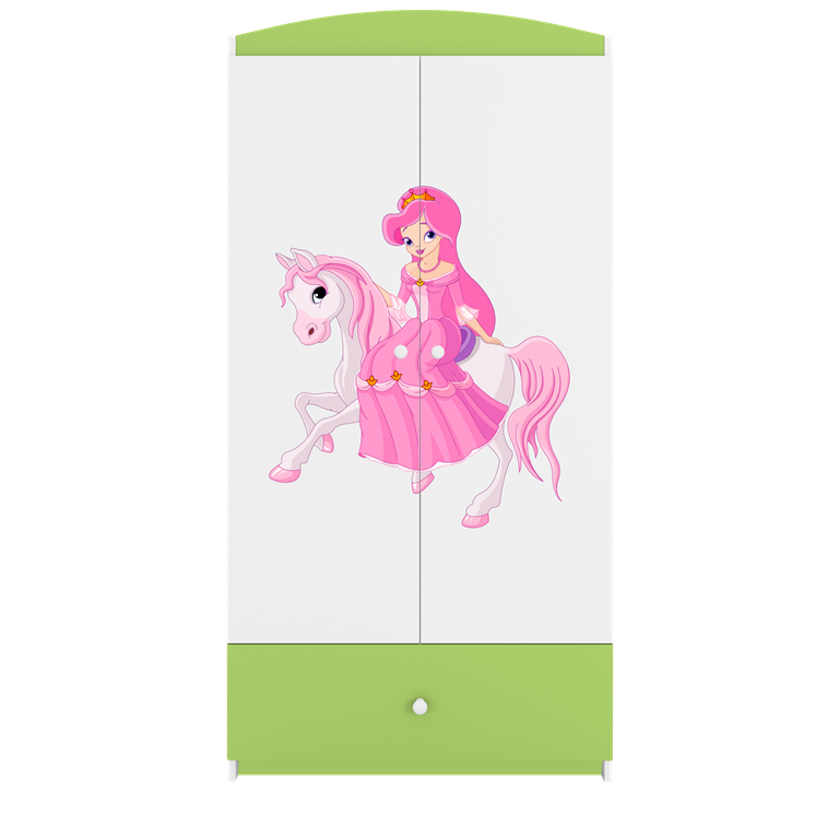 Armadio per bambini babydreams green princess on horse