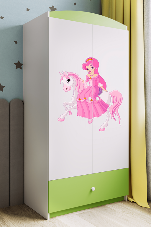 Armadio per bambini babydreams green princess on horse