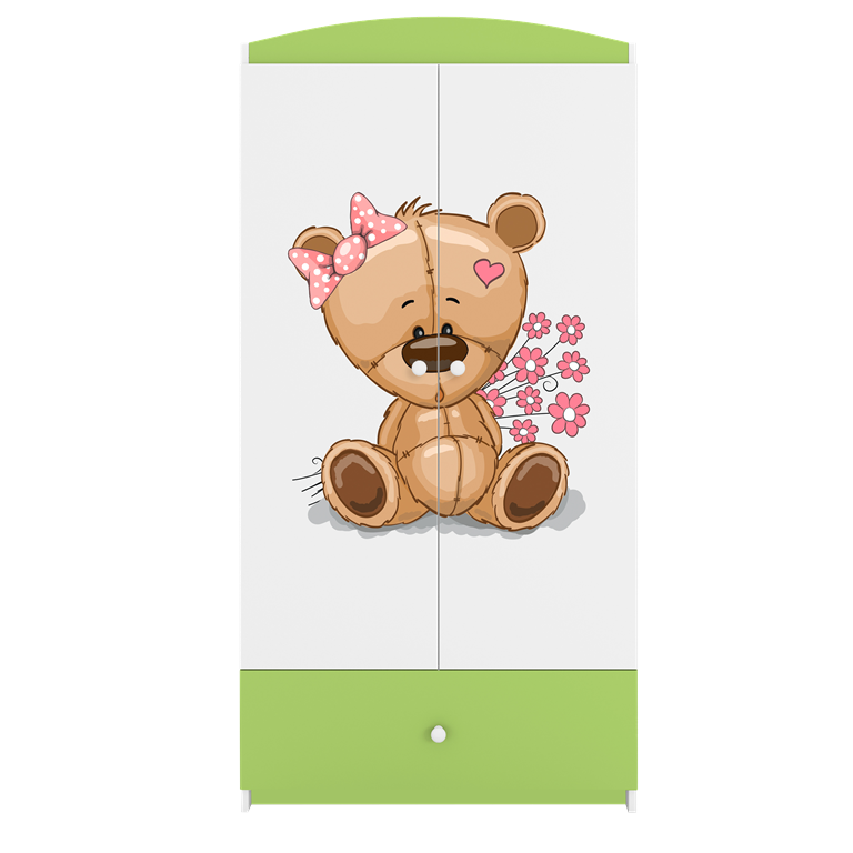 Armadio per bambini babydreams green teddybear flowers