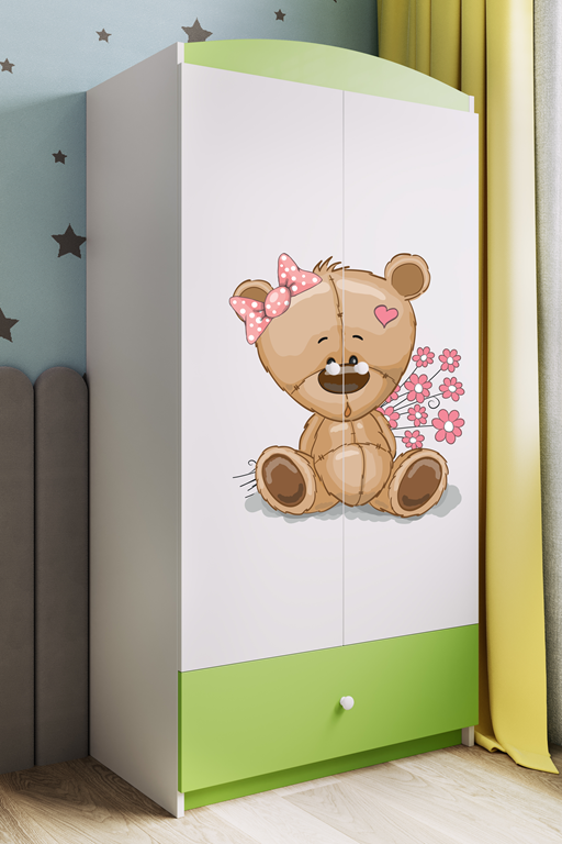 Armadio per bambini babydreams green teddybear flowers