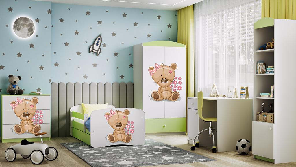 Armadio per bambini babydreams green teddybear flowers