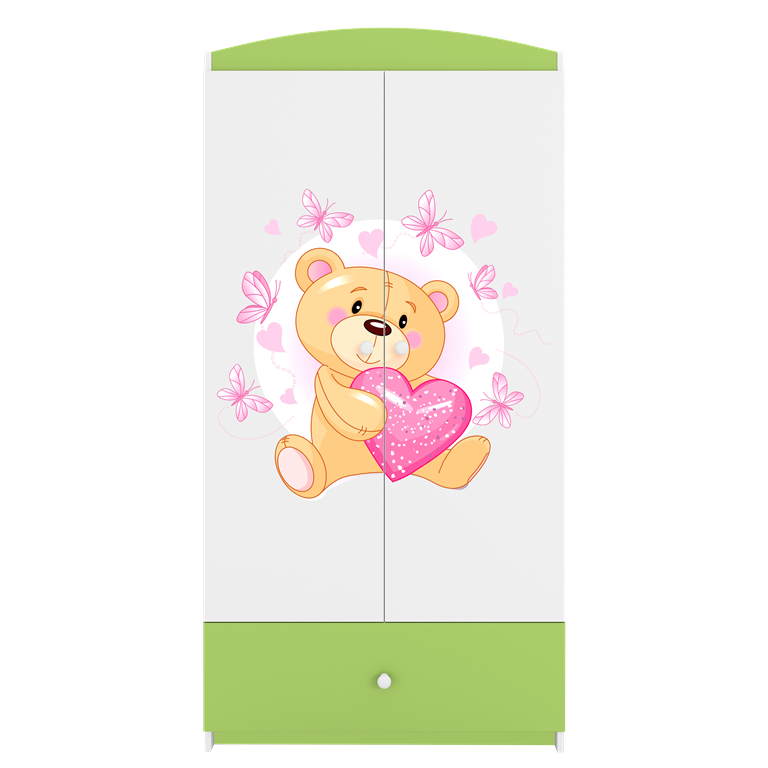 Armadio per bambini babydreams green teddybear butterflies