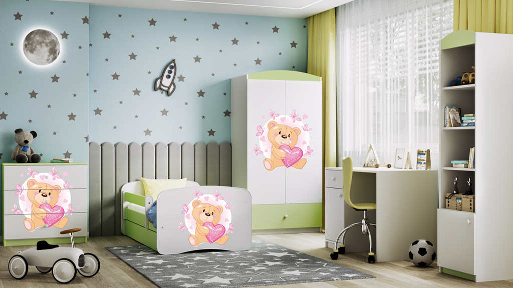 Armadio per bambini babydreams green teddybear butterflies