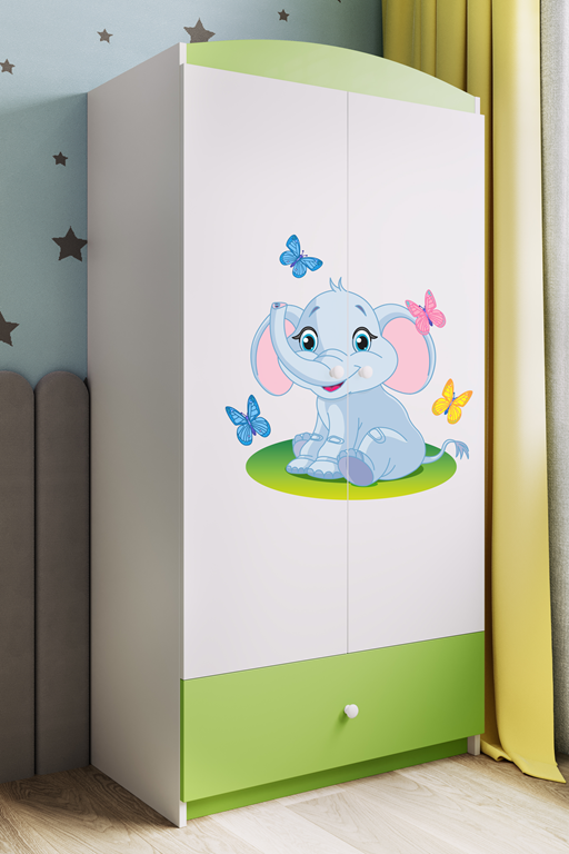 Armadio per bambini babydreams green baby elephant