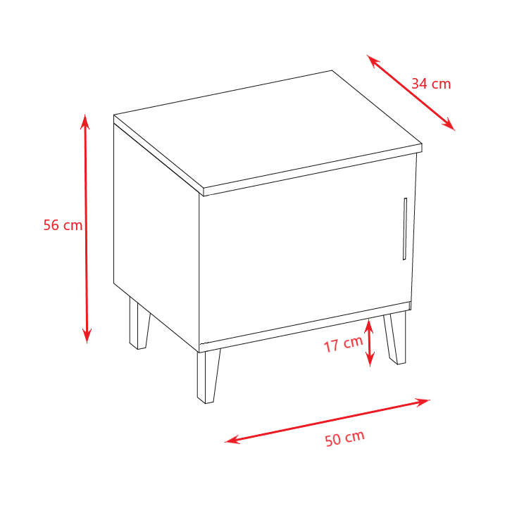 Night table kubi grey