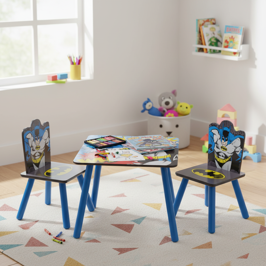 Tavolo Batman con materiali creativi