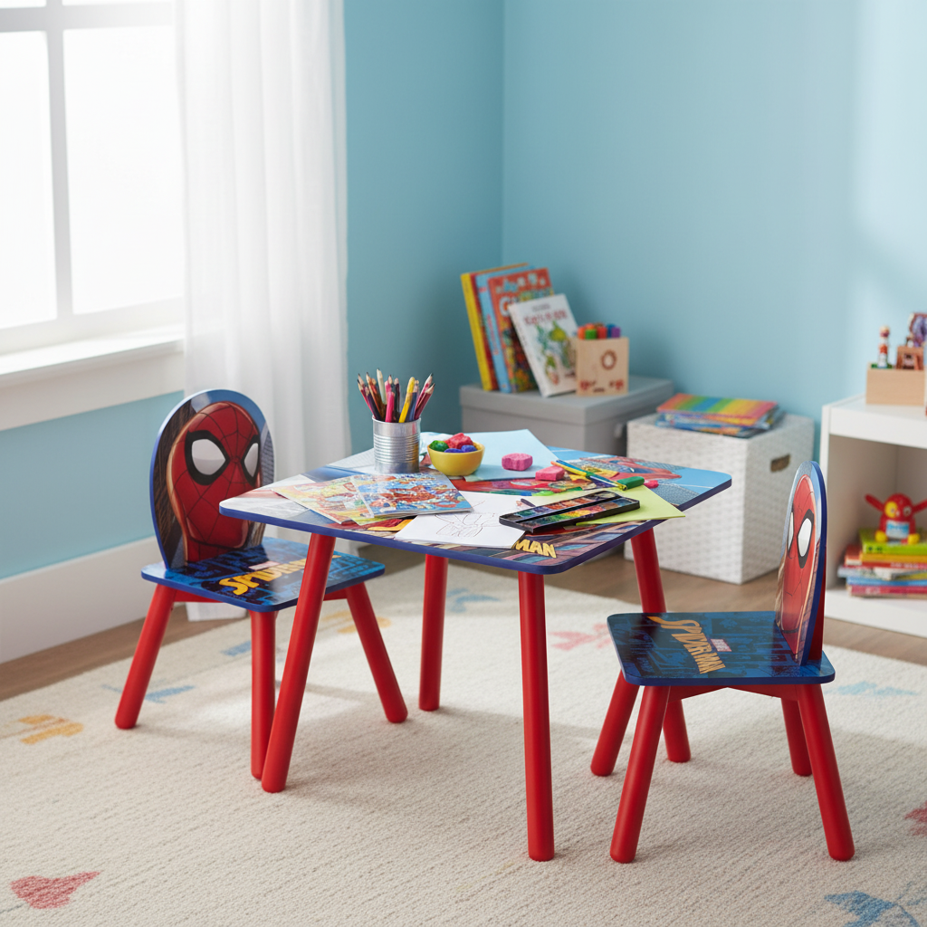 Tavolo Spiderman con materiali creativi