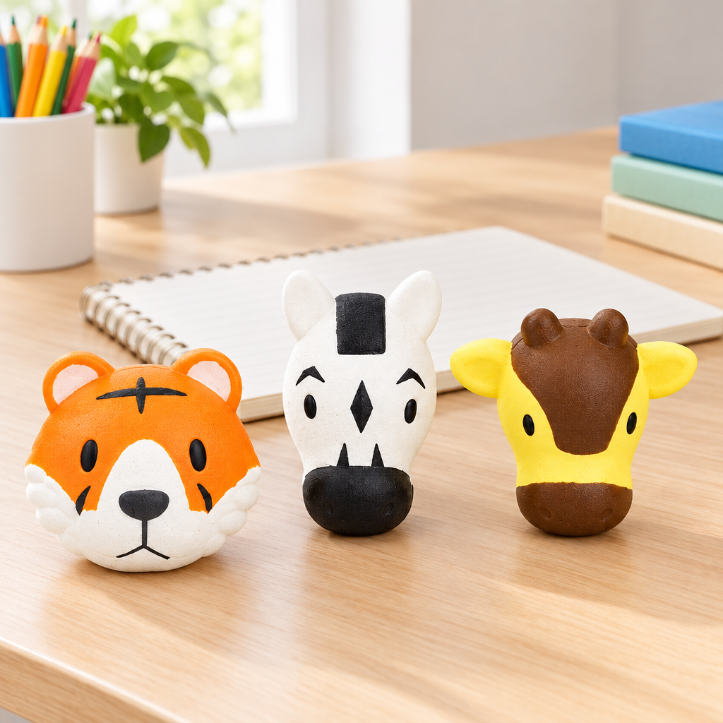 Tigre, zebra e giraffa sulla scrivania