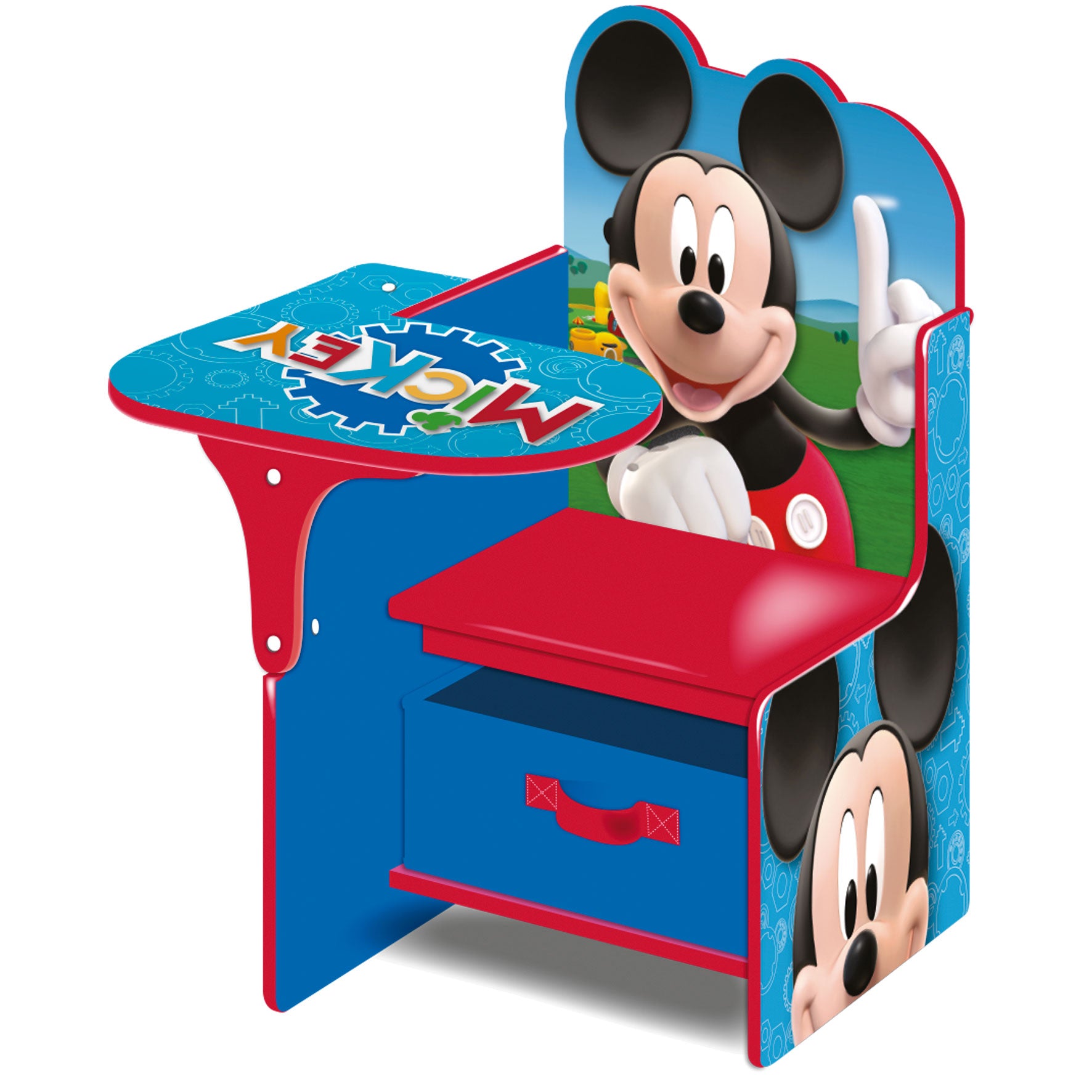 top14175 sedia con scrivania e cassetto in tessuto topolino misura:52X60X50CM