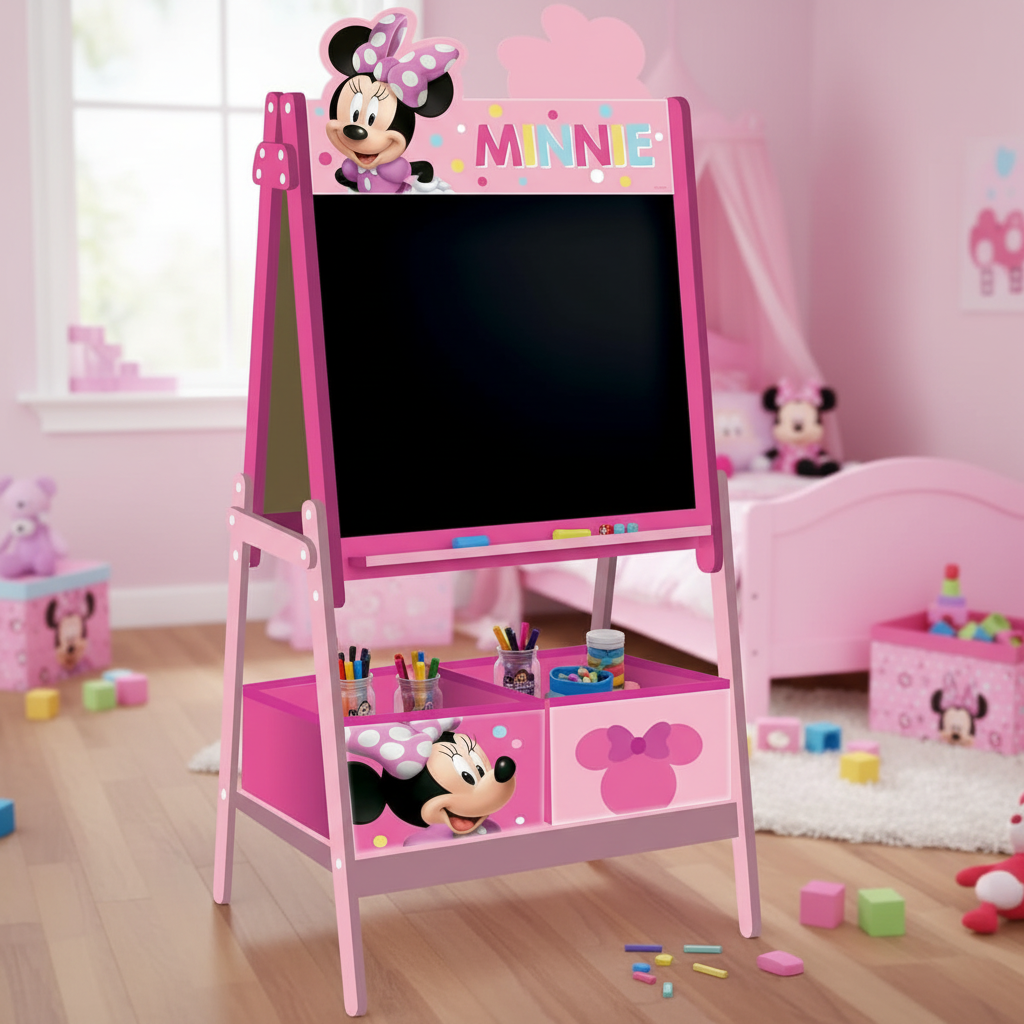 Vista angolare lavagna Minnie struttura robusta