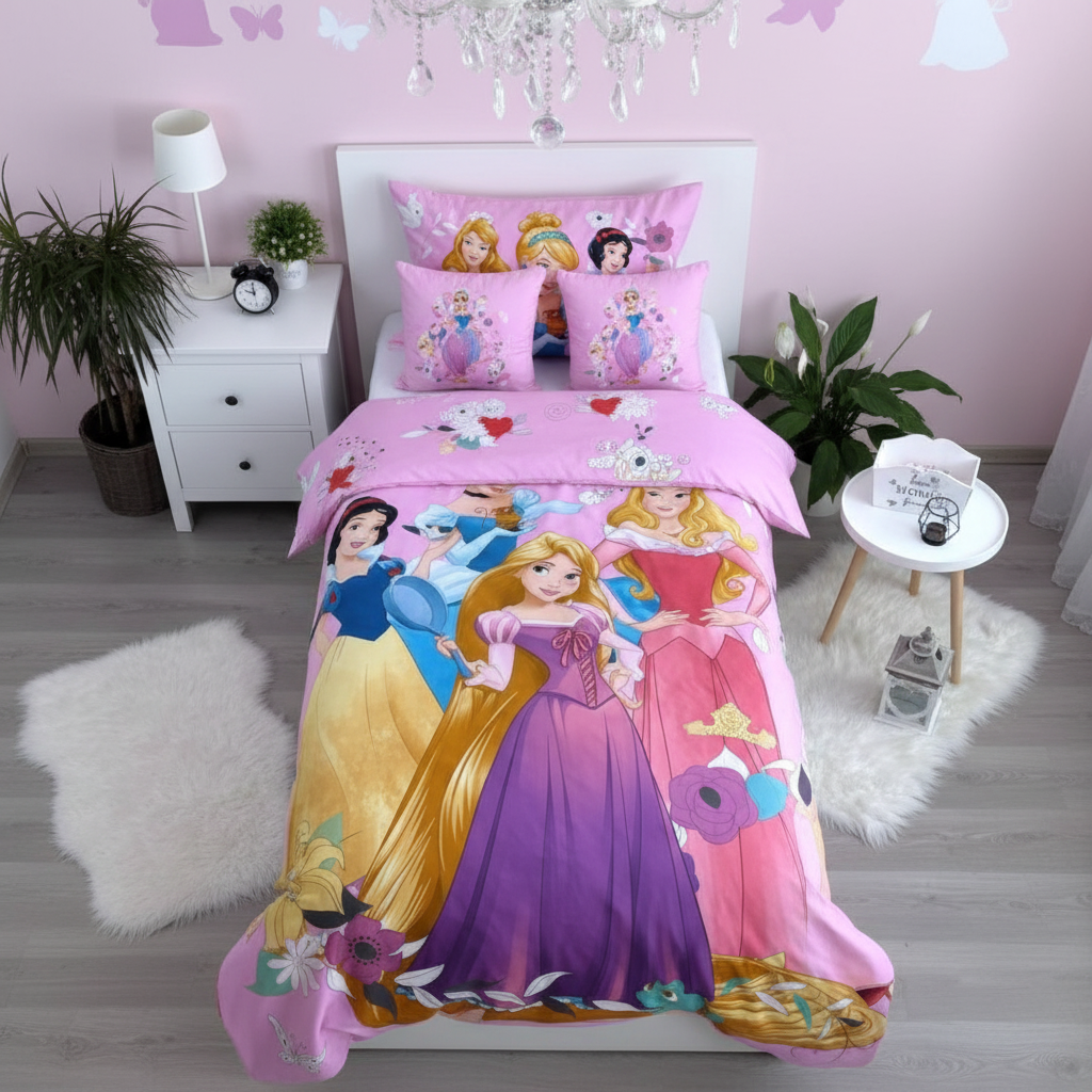 Vista dall'alto letto Disney Principesse sistemato