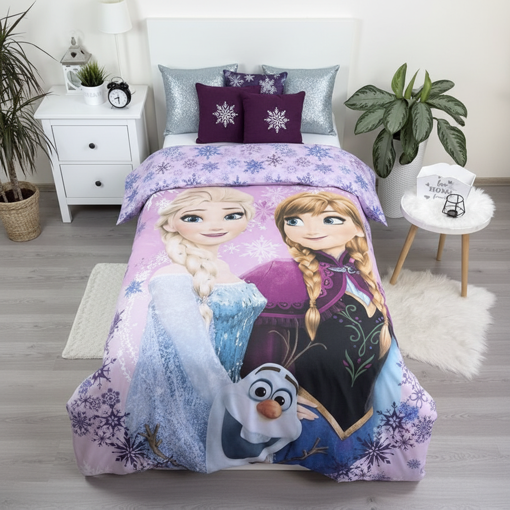 Vista dall'alto letto Frozen sistemato