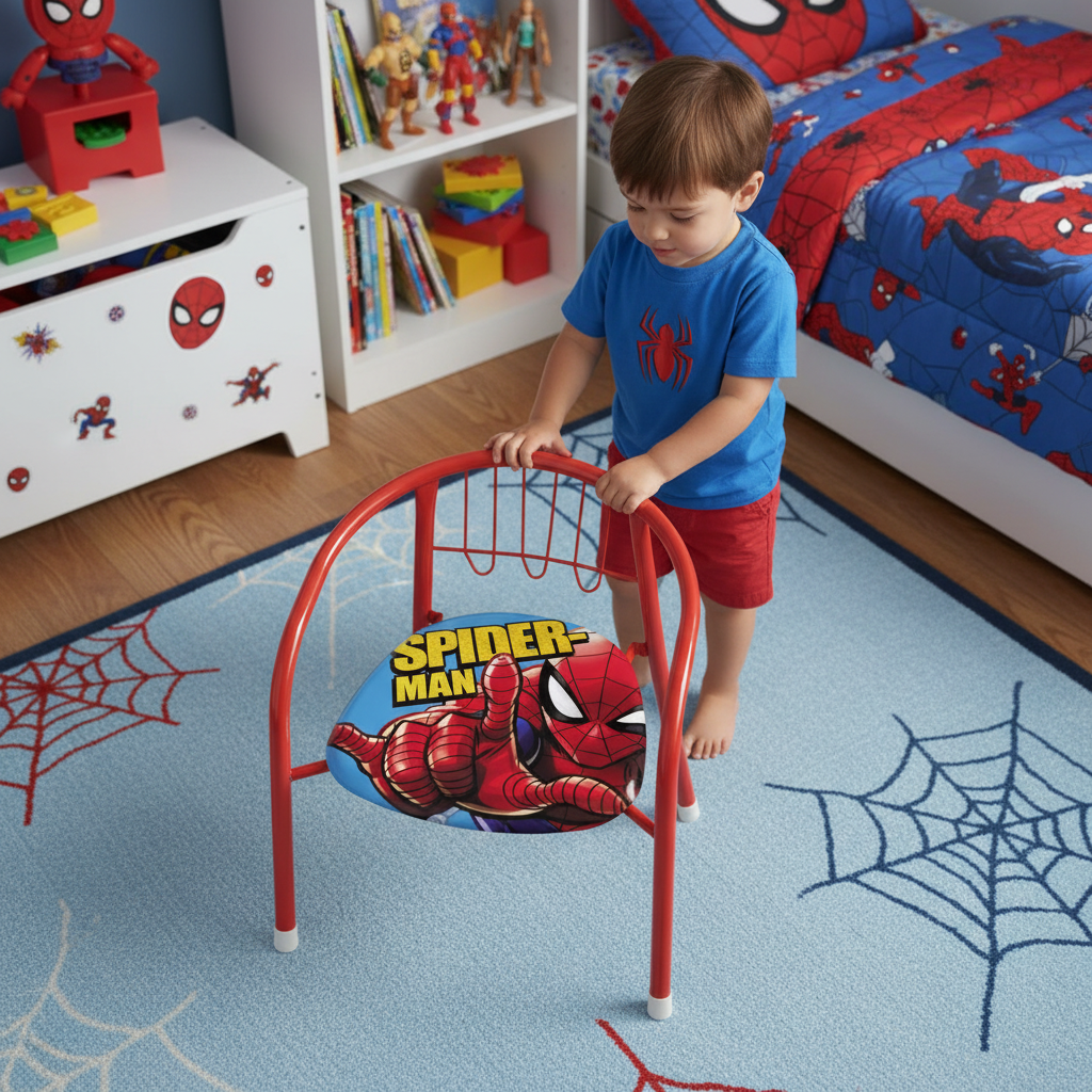 Vista dall'alto sedia Spider-Man grafica completamente visibile